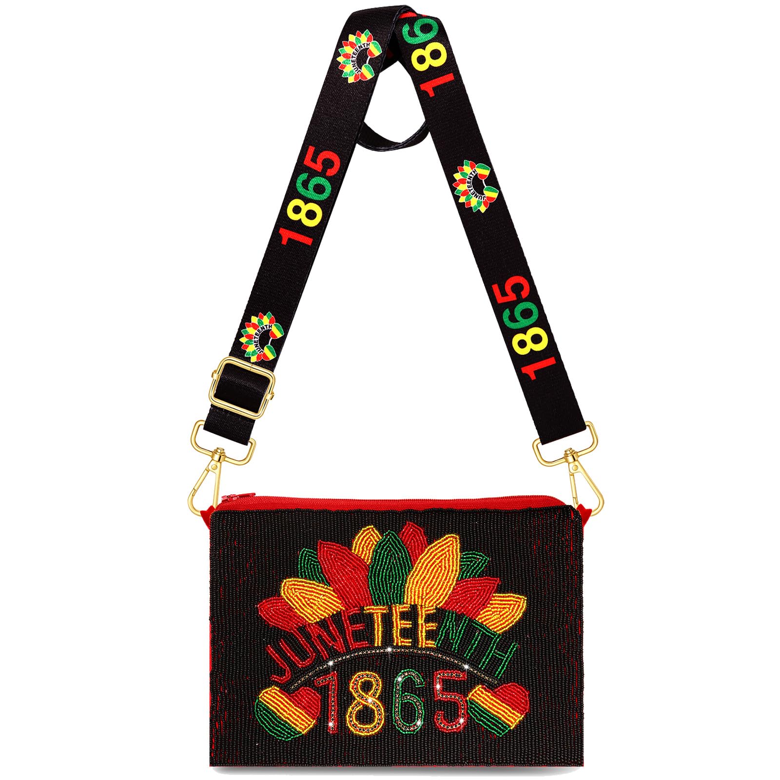CEALXHENY Juneteenth Purse for Women Beaded Afro Freedom Crossbody Purse Shoulder Bag Black History Month African Outfit Gift
