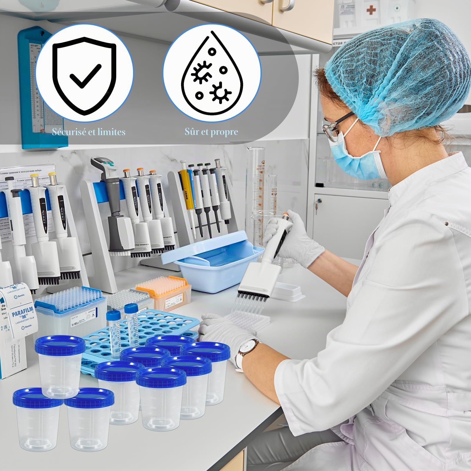 Lot de 25 flacons d'échantillons d'urine de 120 ml avec couvercle à visser – Gobelets étanches pour tests médicaux, visites chez les médecins et analyses en laboratoire, pots de test