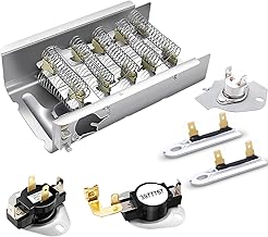 [High-Quality]279838 Dryer Heating Element for Whirlpool Roper Kenmore Dryer Heating Element Parts,3387134 3977767 Thermostat 3392519 3977393 Thermal Fuse Complete Dryer Repair Kit Replacement by Recostec-Exact Fit for Whirlpool Kenmore Maytag Dryers