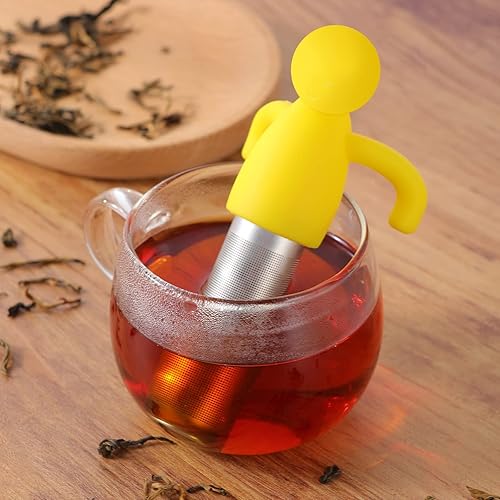 Miniatura 6 de Leden Infusor de té lindo colador de té para té suelto, malla fina de acero inoxidable, empapador y difusor con tapa de silicona para taza de té y