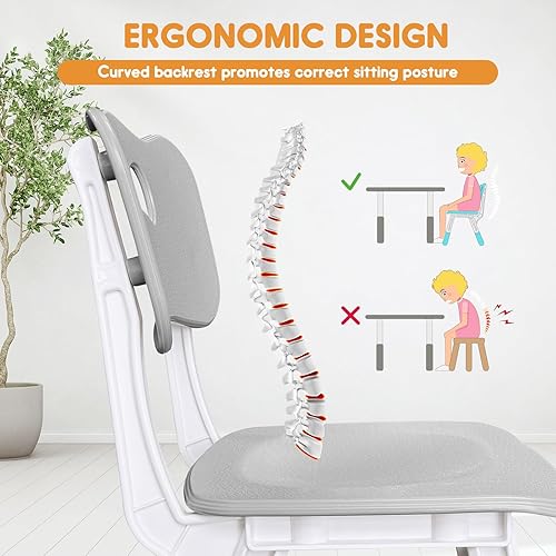 Miniatura 6 de Silla para niños de altura ajustable, sillas para niños de 2 a 8 años con fundas para pies para el hogar, aula, jardín de infantes y lugares para