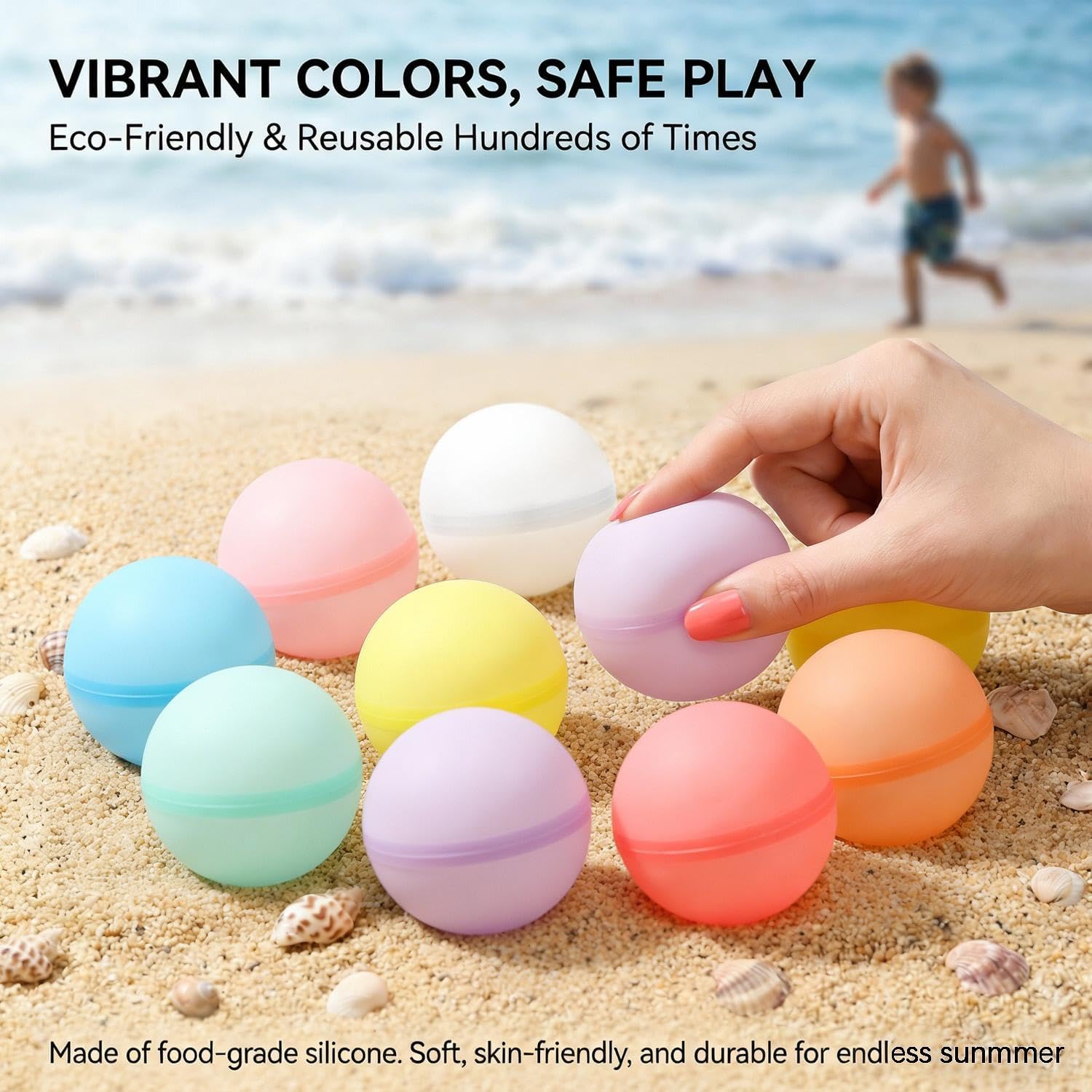 8 PCS Reusable Water Balloons with Mesh Storage Bag, Refillable Magnetic Balls for Outdoor Games, Self Sealing Water Splash Bomb Quick Fill for Summer Fun (Colorful, 6x6x6cm)
