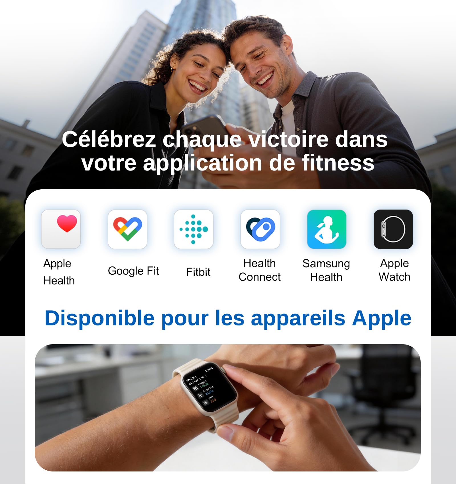 GE Connectée Balance Pese Personne, Smart Balance Masse Graisseuse et Musculaire IMC 8 Electrodes Impedancemetre avec 50 Mesures Affichées 180 kg Noir