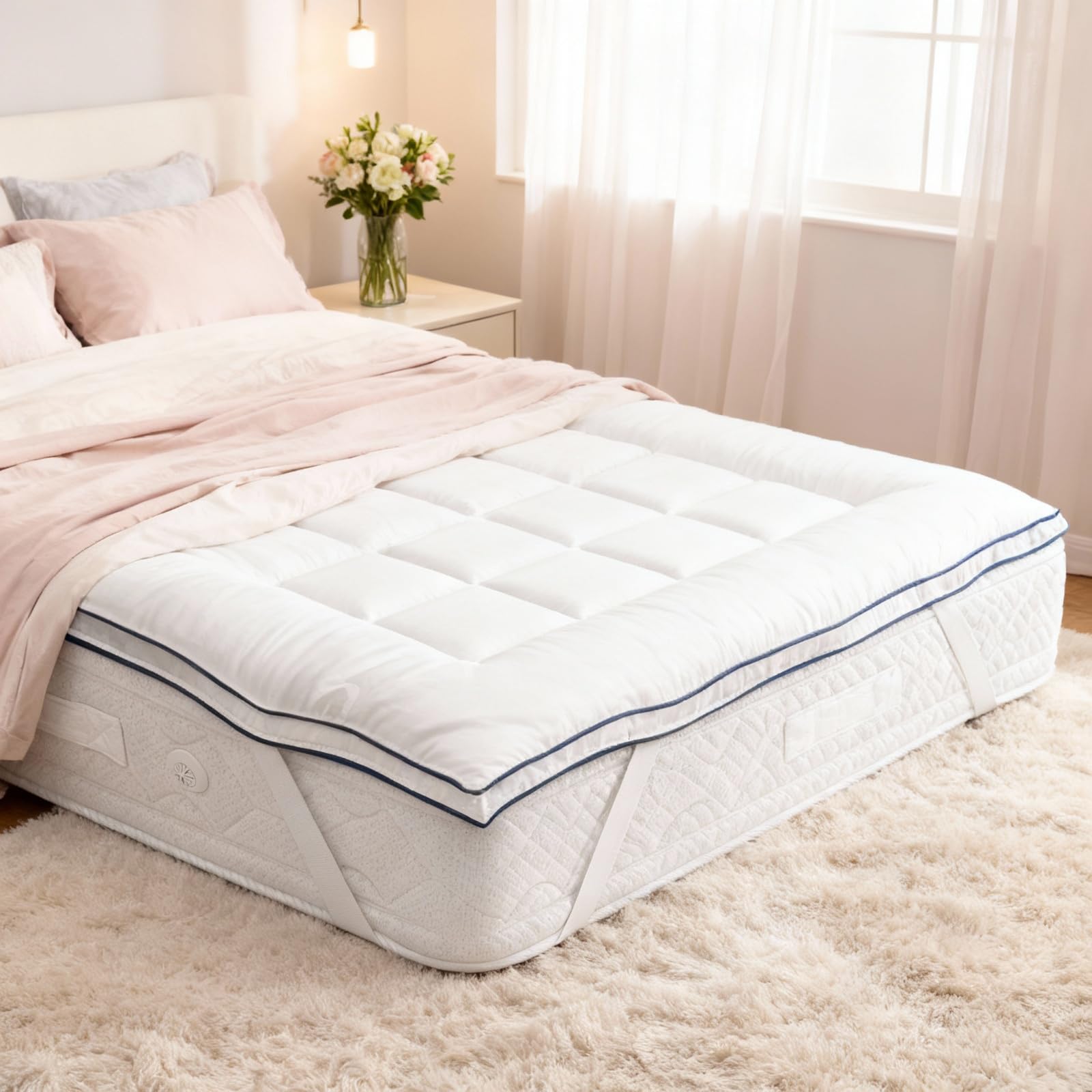 Topper 180x200cm, Bambus-Naturfaser Matratzentopper Viskose, Waschbar