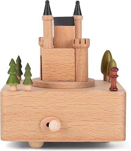Miniatura 2 de Cottage Garden Castle Car - Figura musical de madera de haya, 6 pulgadas