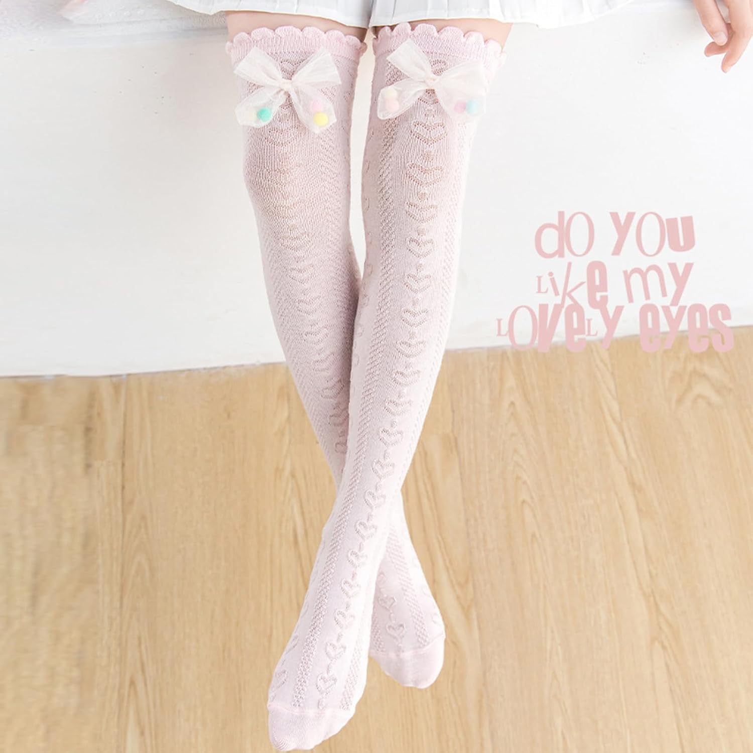 Over the Knee Socks AntiSlip Thigh High Socks Spring Soft Thin Elastic Bowknot School Stage Shows Thin for Stage