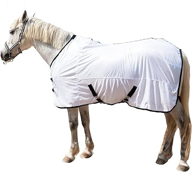 Horse Fly Sheet Lining Horse Sheets, Bug Mosquito FlySheet for Stable, Pasture, Barn - Standard Neck - White 81"