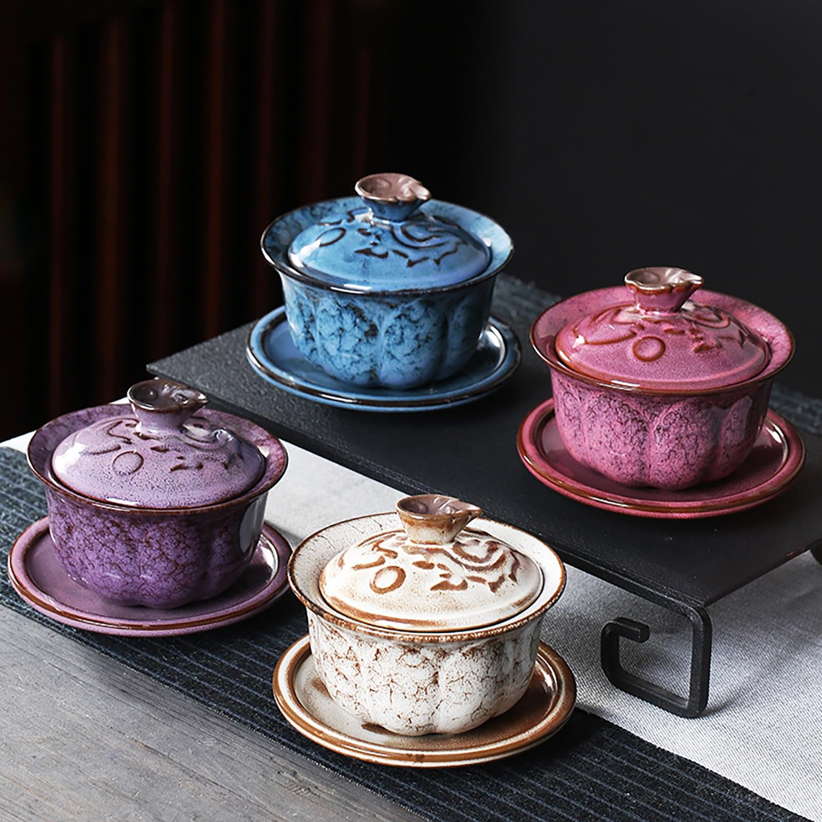 Kubek do herbaty Gaiwan, chińskie filiżanki do herbaty, Kung Fu Tea, chiński wzór, ceramiczny kubek do herbaty Gaiwan, miska do herbaty Sancai, antyczny zestaw do herbaty (kolor: zielony)