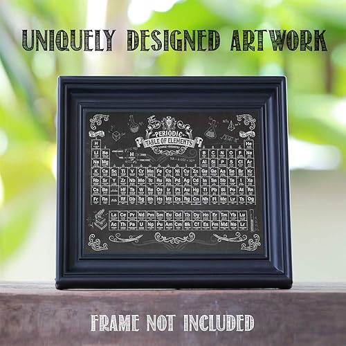Miniatura 7 de Tabla periódica de elementos de 11 x 14 pulgadas, impresión sin marco, arte de pared de ciencia estilo pizarra, póster educativo de química y física
