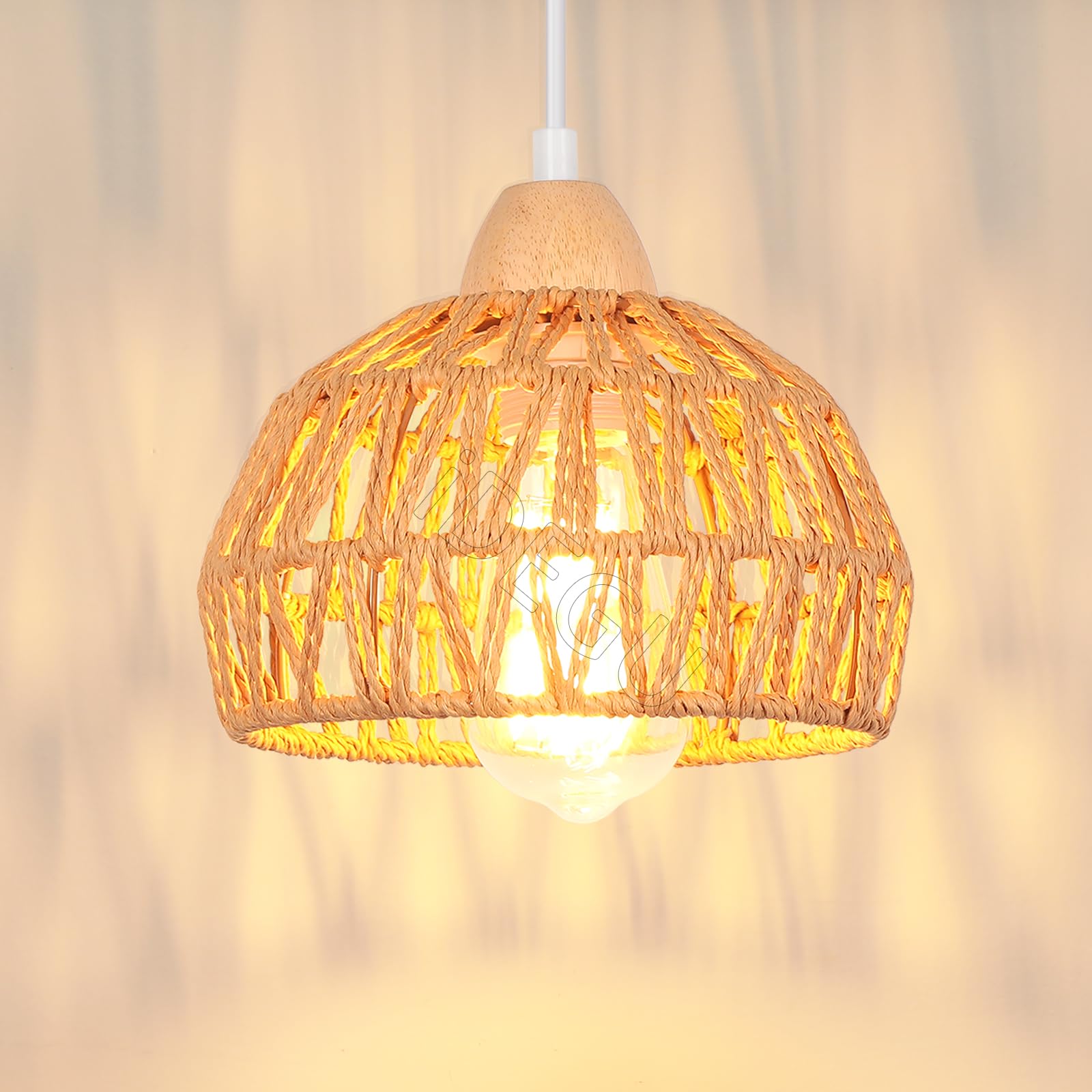 Lámpara colgante de cuerda de yute natural
