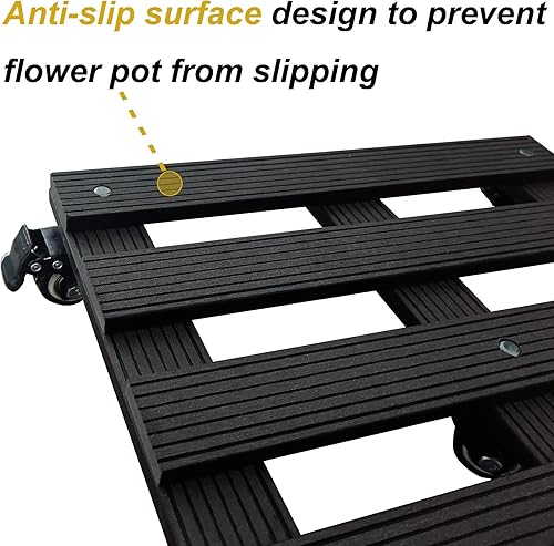 Miniatura 10 de Organizador cuadrado para plantas con ruedas, resistente para interiores y exteriores, paquete de 2 de 12 pulgadas, soporte rodante para plantas con