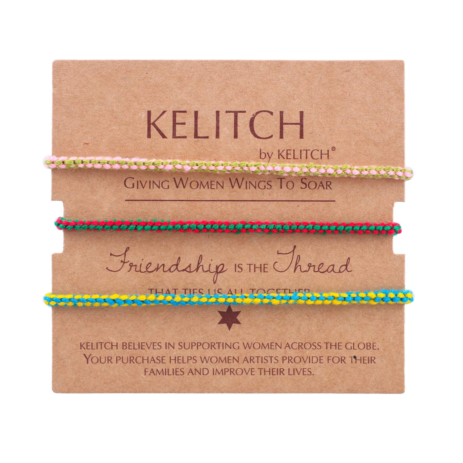 KELITCHCandy Colour Silk Wrap Bracelets Wide Boho Style Hand Woven Friendship Bracelet Cuff Bangles