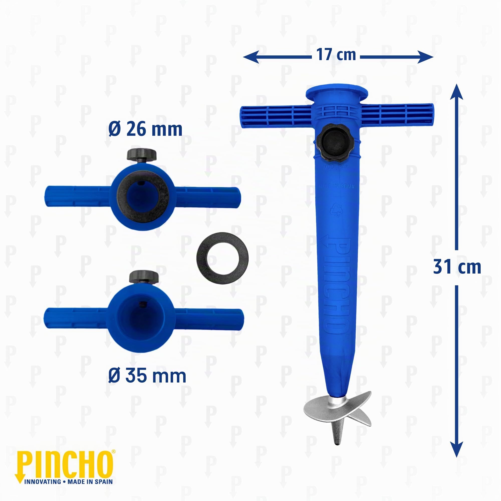Pincho Sombrilla Playa Grande Familiar 200 cm, Sombrilla Playa Anti Viento UV50 Inclinable con Ventana, Soporte Anclaje y Bolsa Transporte, Tubo Aluminio Oxford, 8 Varillas Flexibles Fibra Vidrio