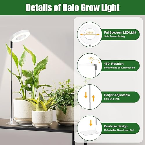Miniatura 2 de Luces de cultivo blancas para plantas de interior de espectro completo, luz de plantas de 48 LEDs para plantas de interior, altura ajustable,