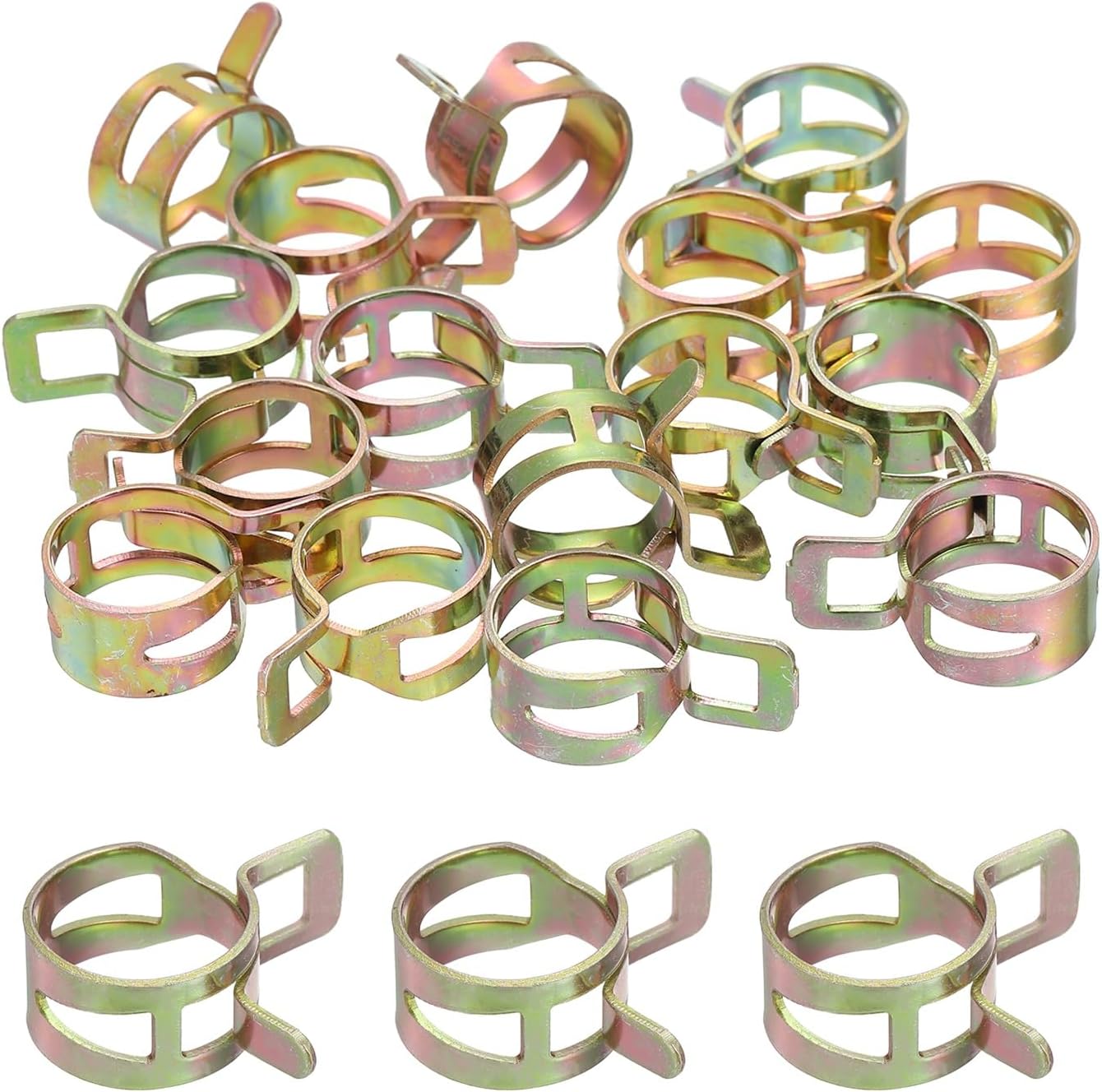 – ID 15.5mm 5/8inch Fuel Line Hose Clips, Pipe Clamps, Spring Hose Clamp,Low Pressure Air Clamp, Water Pipe Air Tube Vacuum Hose Clamp Fastener Pack of 20(Rose Gold)