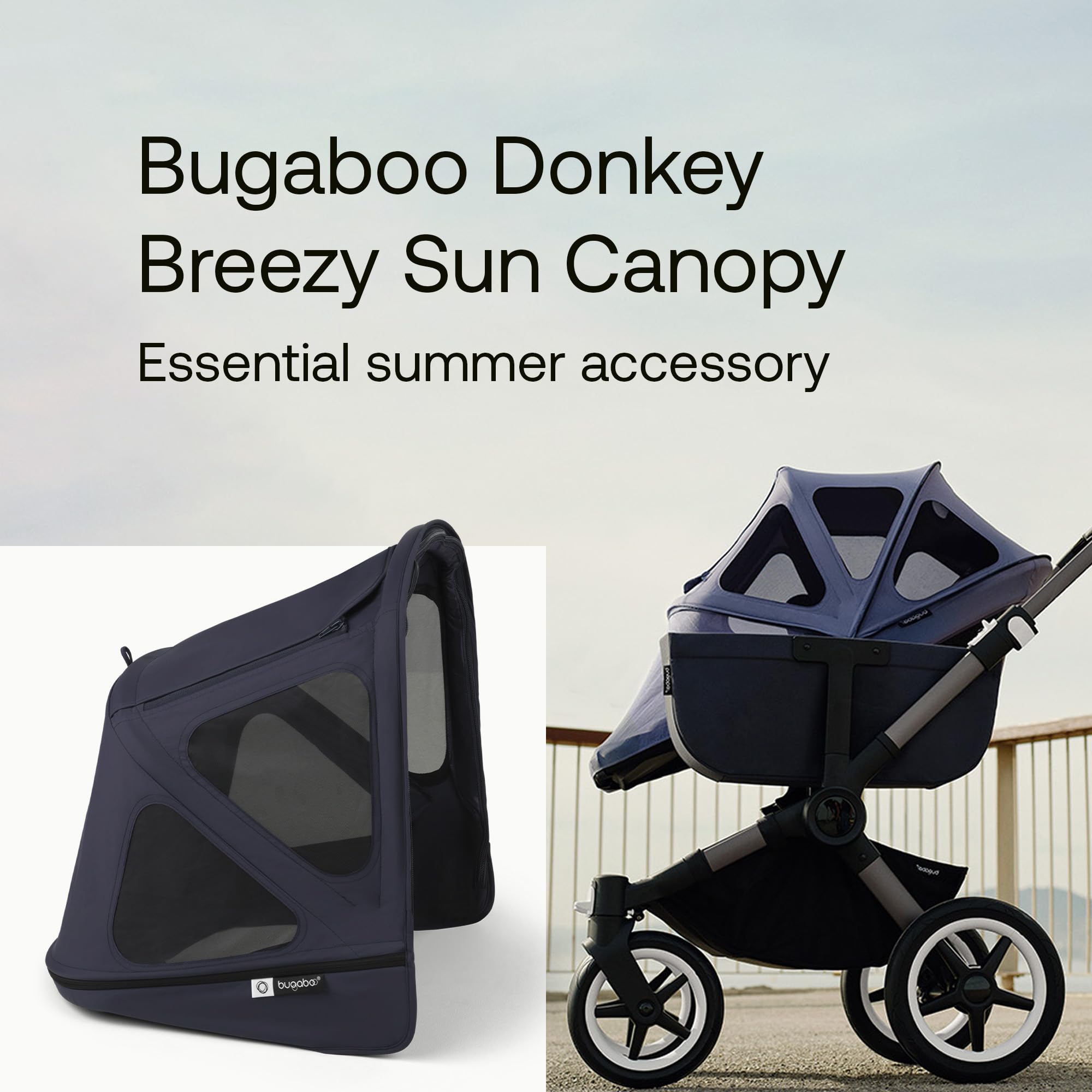 Bugaboo Donkey Breezy Sun Canopy, Extendable for Extra Coverage and Optimal Sun Protection, Water Repellent - Image 2