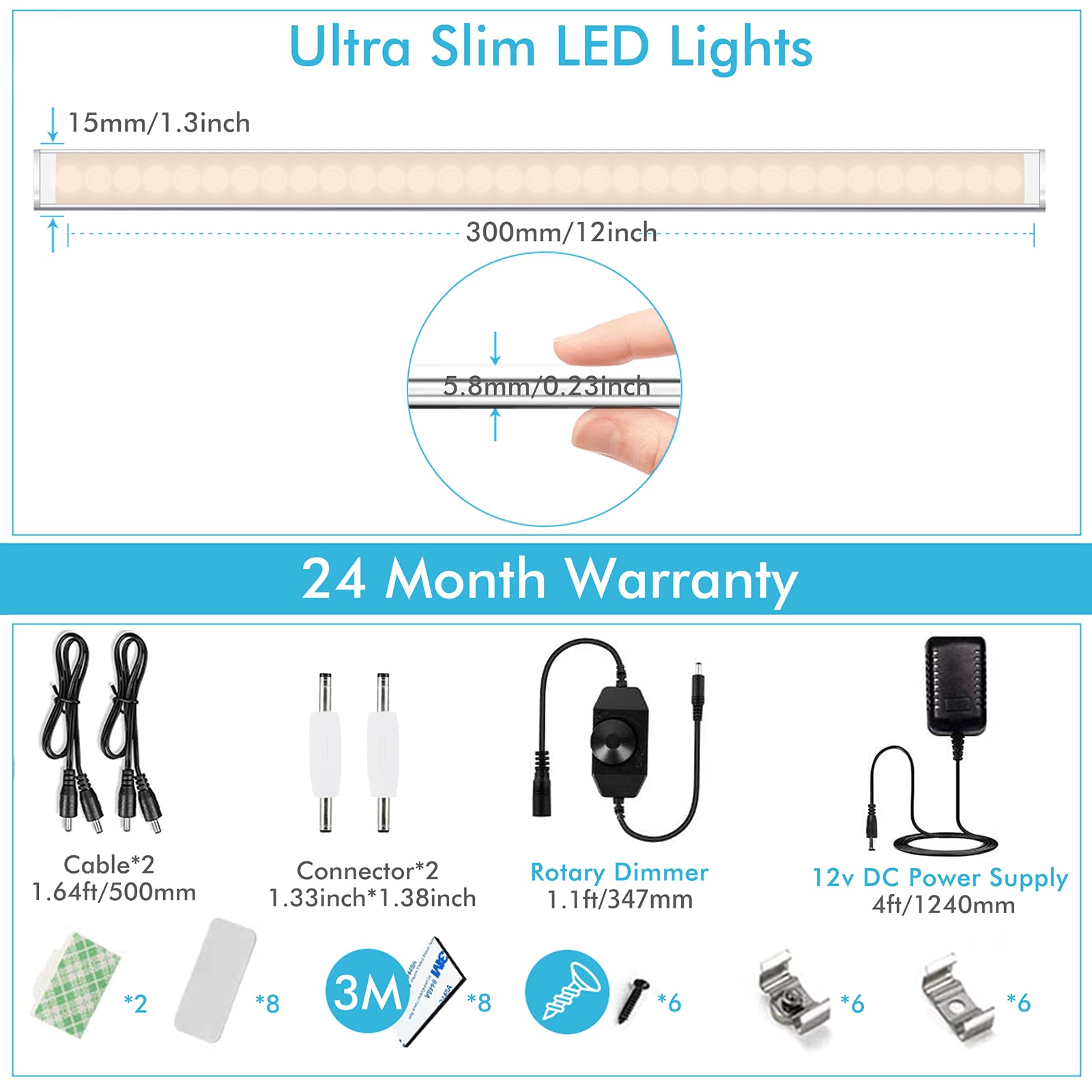 Under Cupboard Lights Mains Powered Dimmable LED Lighting for