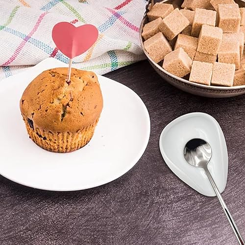 Miniatura 6 de KWAGOCAR 4 piezas de soporte para cucharas de café y cuchara de café de cerámica, soporte para cucharas de café, soporte para agitadores de café,