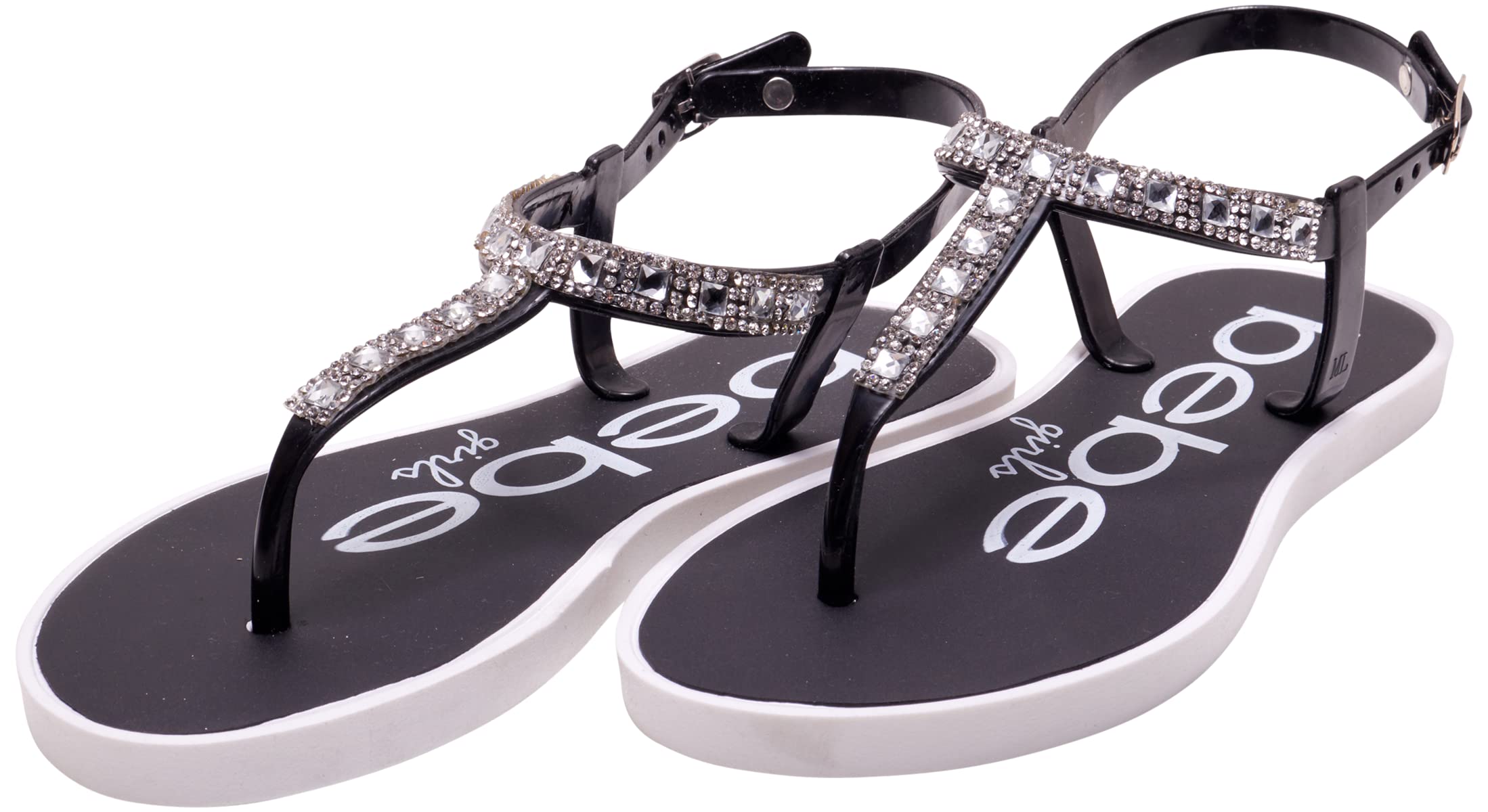 bebe Girls Sandals - 1 Pack or 2 Pack Open Toe Summer Dress Flat Thong Girls T Strap Sandals with Ankle Strap for Little Kids