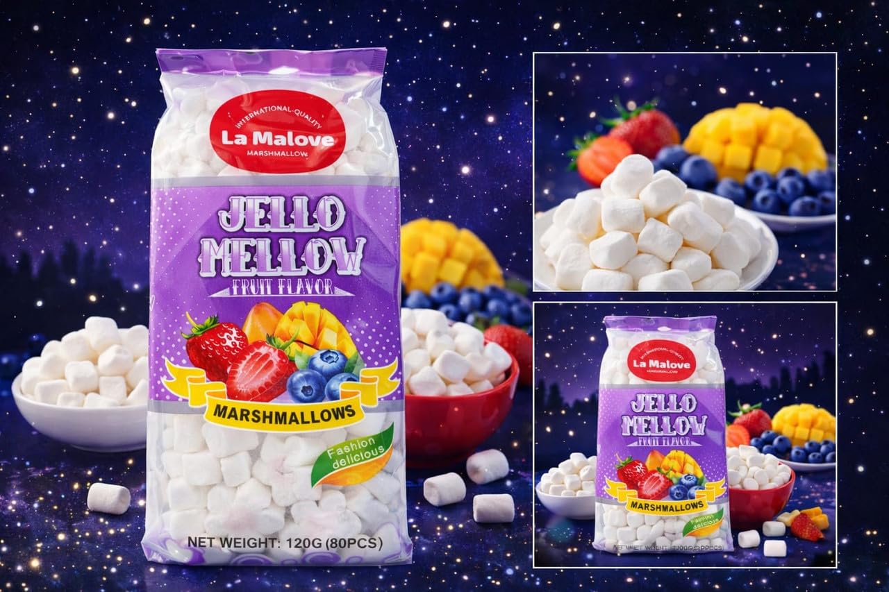 Good Mellows 3枚セット La Malove Jello Mellow Fruit Flavor Marshmallows | Soft & Fluffy