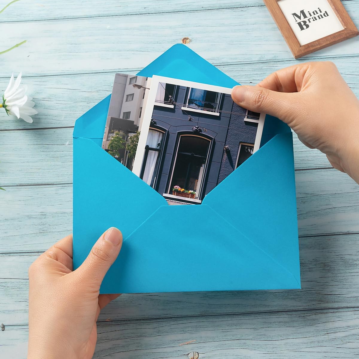 100 Pieces A7 Envelopes with Gold Stickers 5 Colors 5.24 x 7.24 Inches for Wedding Cards, Birthday, Baby Shower, Invitations (5 Blue, 5 1/4 x 7 1/4 inches) - Image 5