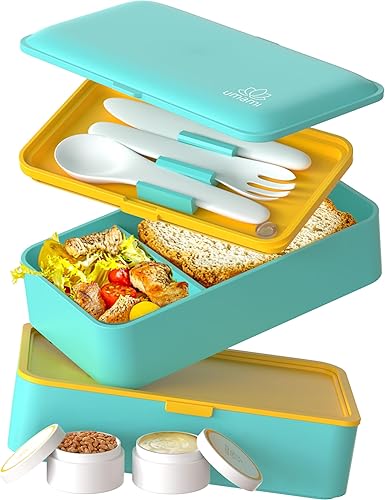 Umami - Lonchera bento con utensilios para adultos, lonchera grande de 40oz, lonchera todo en uno para comidas preparadas, a prueba de fugas, para