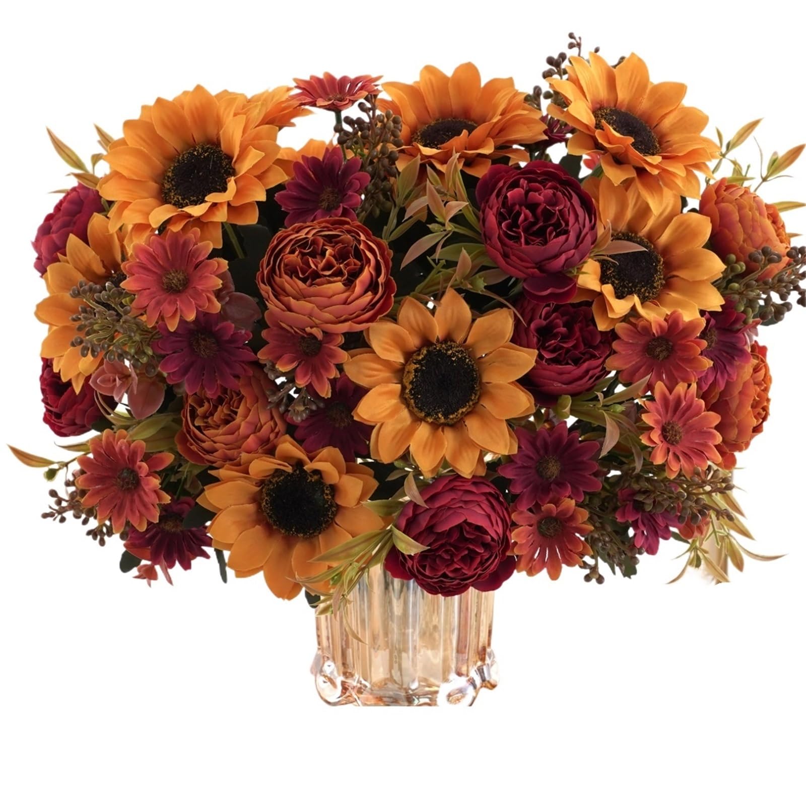 LuoAXINN Artificial Flower Branches 1/4Pcs Sunflowers Peony Artificial Flowers Fall Summer Decor, Fake Silk Faux Sunflower Bouquet(Light yellow-4pcs)