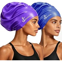 Extra Large Swim Cap for Braids and Dreadlocks Women Men Silicone Swimming Cap for Long Thick Curly Weaves Afro Hair Extensions