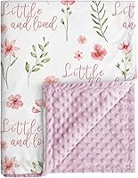 CivaruaKids Floral Baby Blanket for Girls - Super Soft Minky Nursery Blanket with Dotted Fleece Backing, Pink Newborn 30x40 Inch Throw