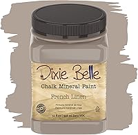 Vista 256 de Dixie Belle Paint Company - Pintura con acabado de tiza para muebles, color blanco lino (Drop Cloth), 8 fl oz, pintura mineral color blanco lino mate