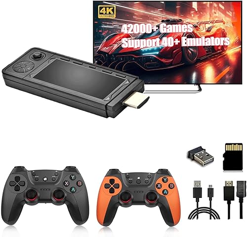 X9 Ultra Retro Game Stick, 42000+ juegos integrados (128G), 4K HDMI HD Nostalgia Stick Arcade con controladores inalámbricos 2.4G, consola de