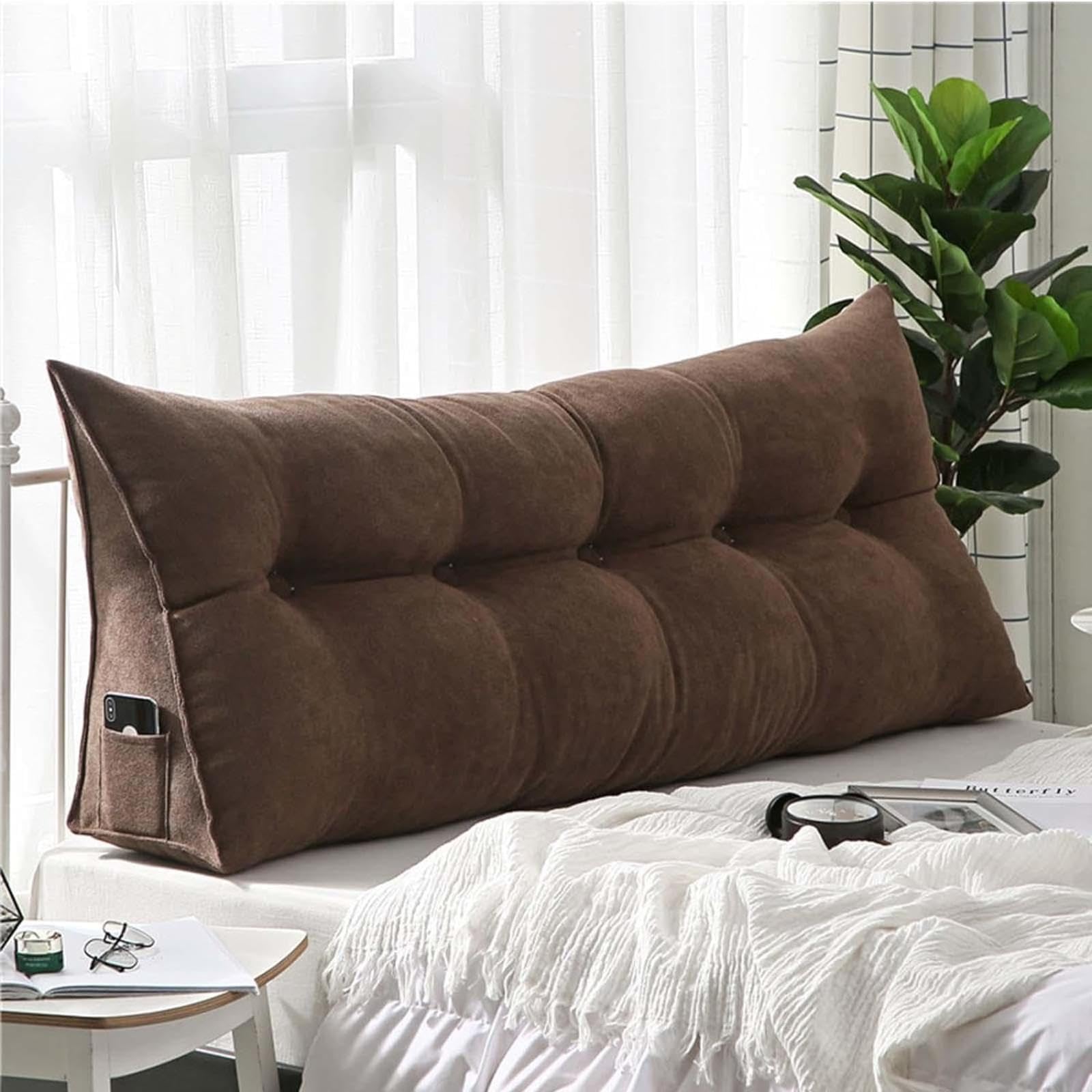 Yszbd #10 Large Wedge Pillows Headboard Lumbar Support Cushion Waist Backrest With Pocket Couch Removable Washable Cover,For Bed Sofa Bedroom,-150X50x20cm