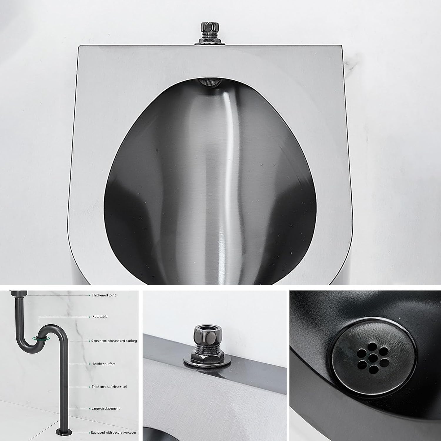 Wall Mounted Sensor Urinal,Commercial Flushing Urinals with Automatic Flush System,Space-Saving Toilet Urinals for Men Spill Proof,for Public Places Floor Row B,Floor Row a