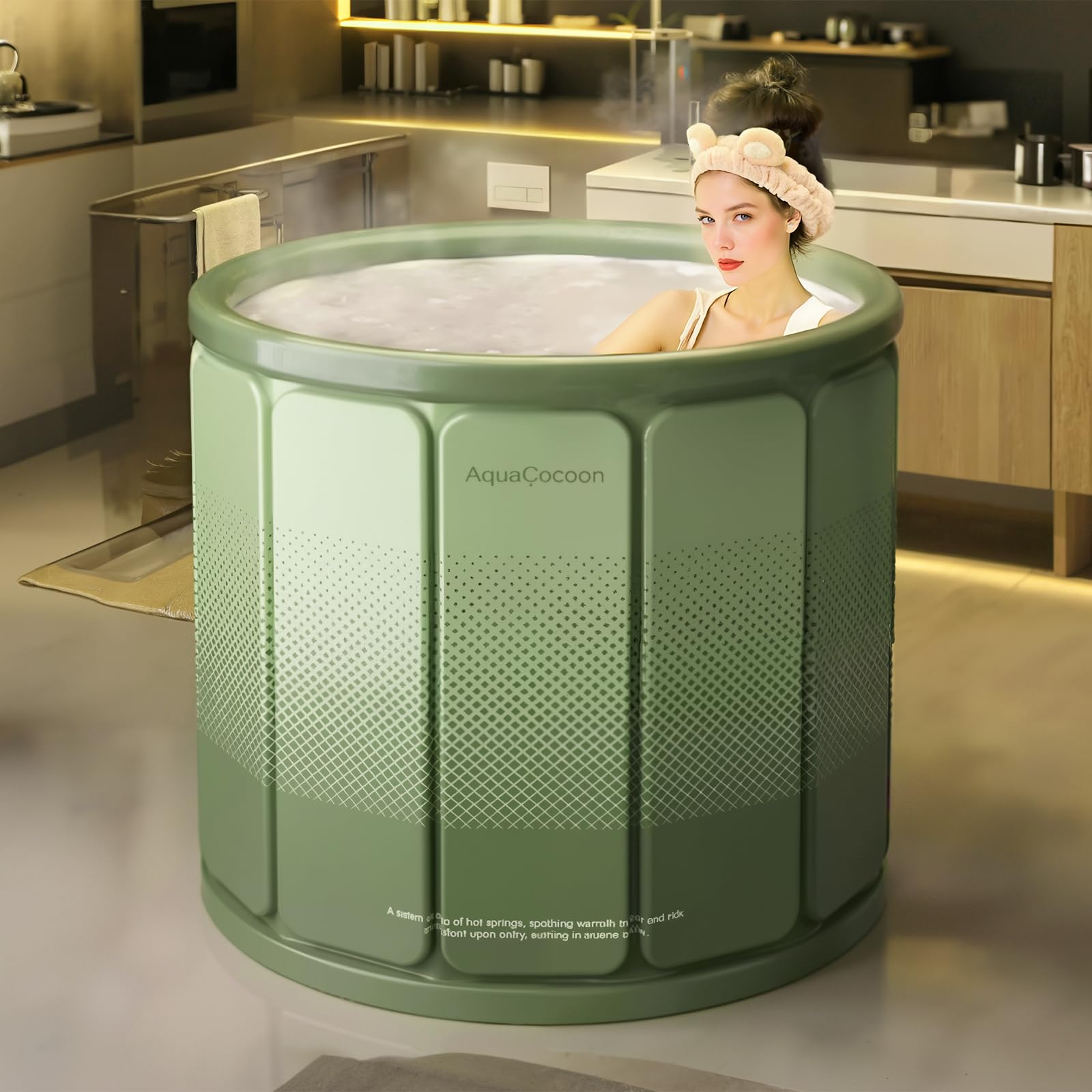 Kiss Me Vasca da Bagno Portatile per Adulti, 65 * 70 cm, Vasca Pieghevole per Adulti, Vasca per Bagno Freddo e Caldo, Vasca Pieghevole con Strato di Isolamento Rinforzato, Vasca da Immersione