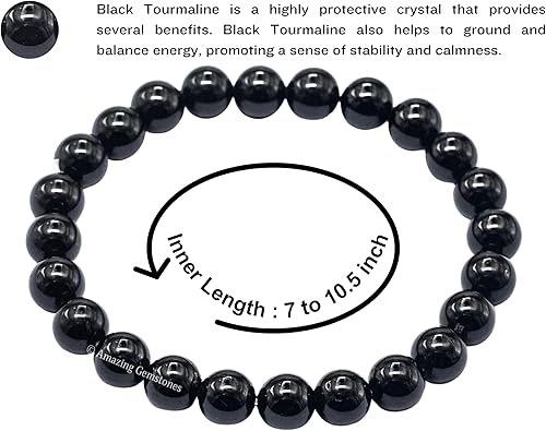 Vista 521 de Amazing Gemstone Crystal Bracelet for Women Men's Gifts - Protection Healing Crystal Bracelet - 8mm Gemstone Beaded Stretchable Bracelet Pulseras