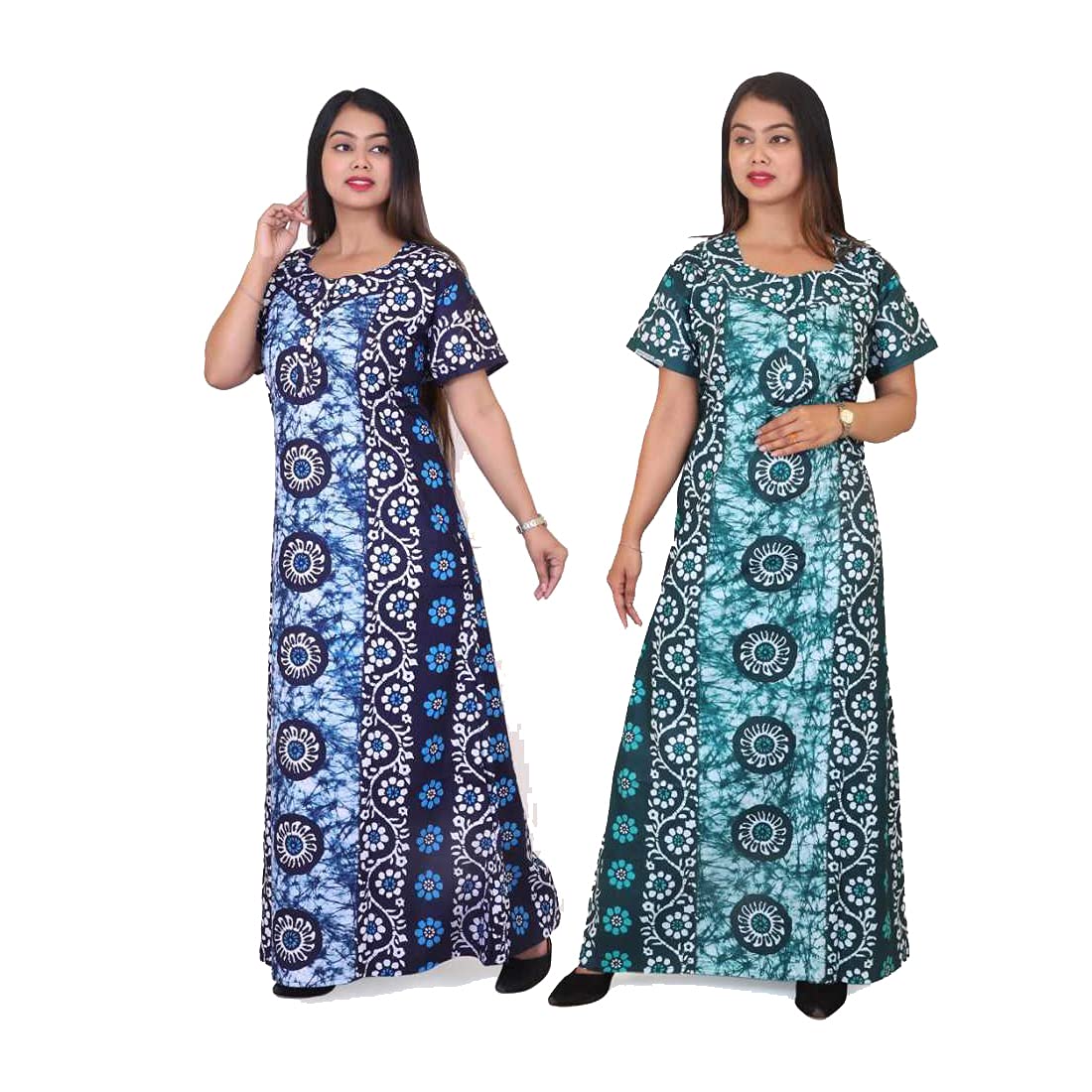 Women Cotton Nighty (Combo of 2 pcs Multicolour, XXL Free Size) (Free Size, Multi)-image-48