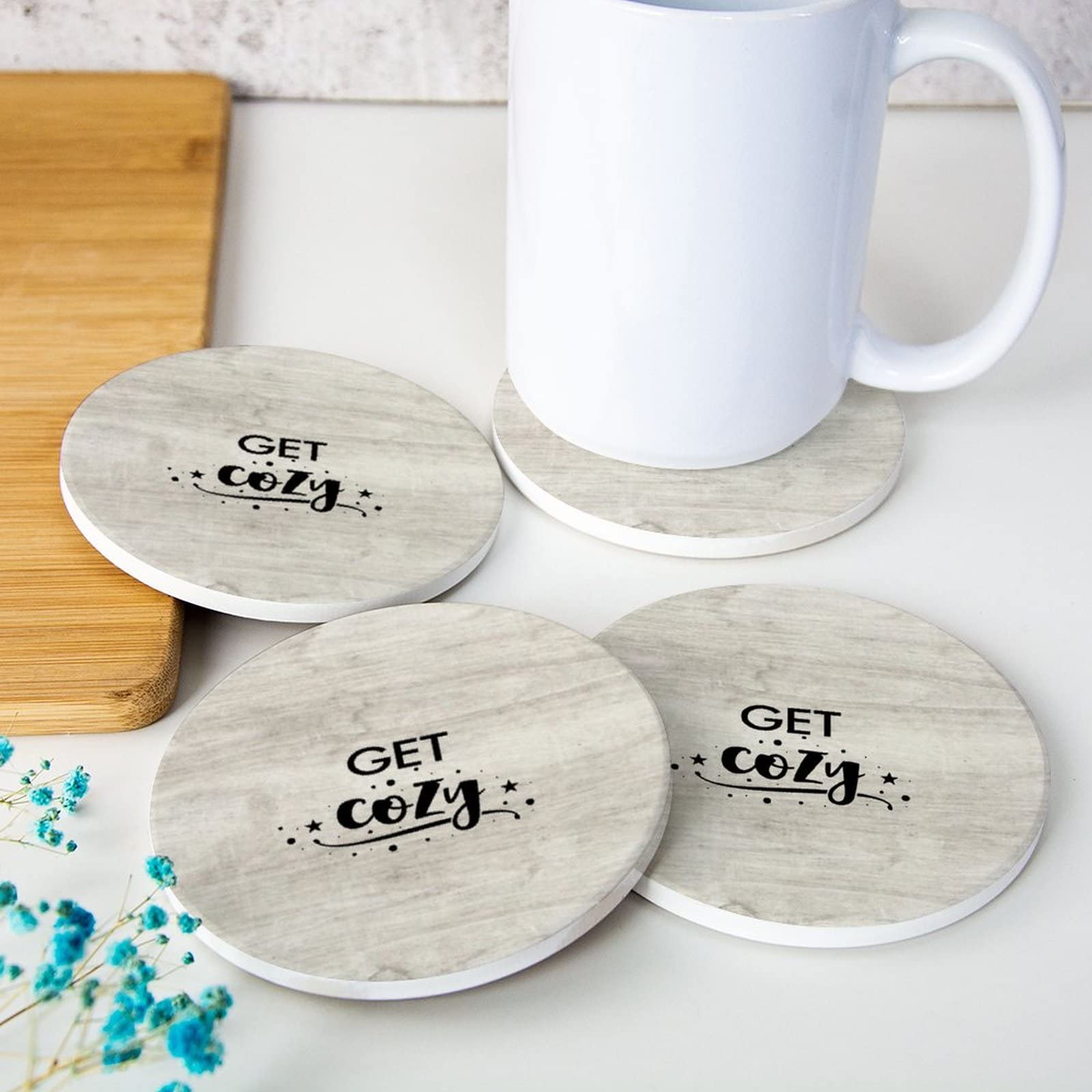 HECHZSO Posavasos Para Bebidas. 6 Posavasos Cuadrados De Corcho