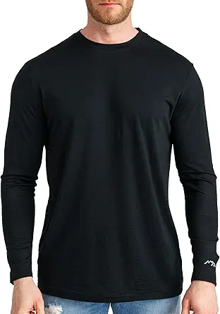 Merino Wool Base Layer Mens - 100% Merino Wool Shirts for Men Thermal Underwear Long Sleeve T-Shirt for Hiking Hunting