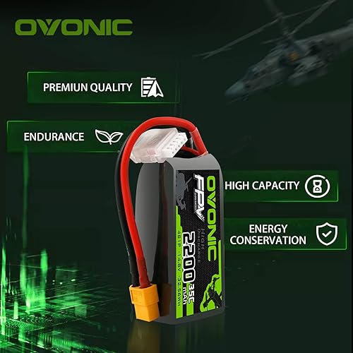 Miniatura 2 de OVONIC 4s Lipo Batería 35C 2200mAh 14.8V Lipo Batería con XT60 Conector para Avión RC Quadcopter Helicóptero FPV Drone