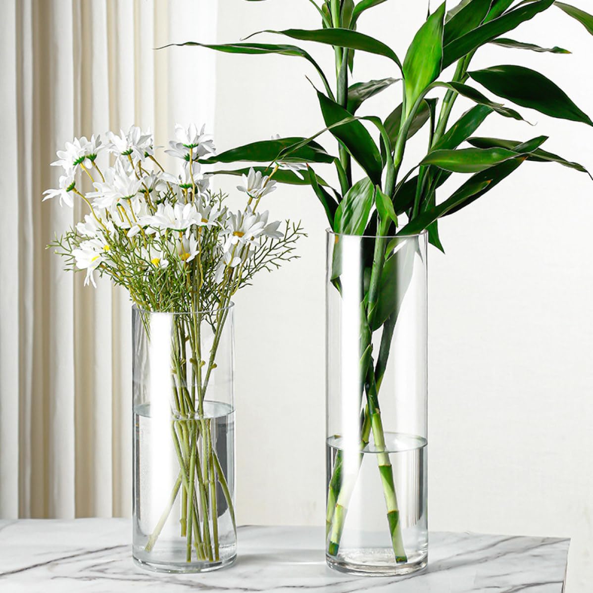 Amazon.co.jp: YJFFQ フラワーベース ガラス 花瓶 15*40cm 大きい 大型