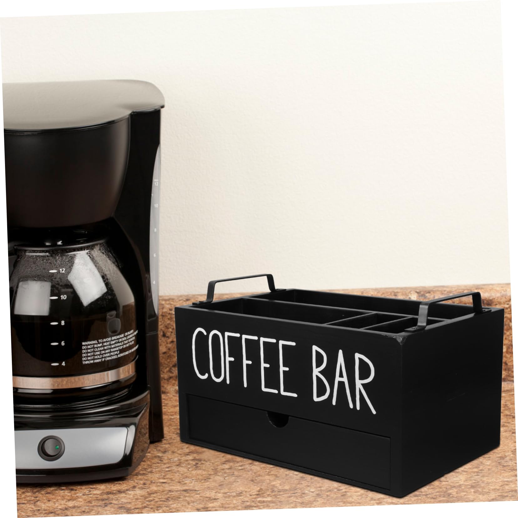 Organizzatore a Cassetto in Legno Nero per Caffè e Tè