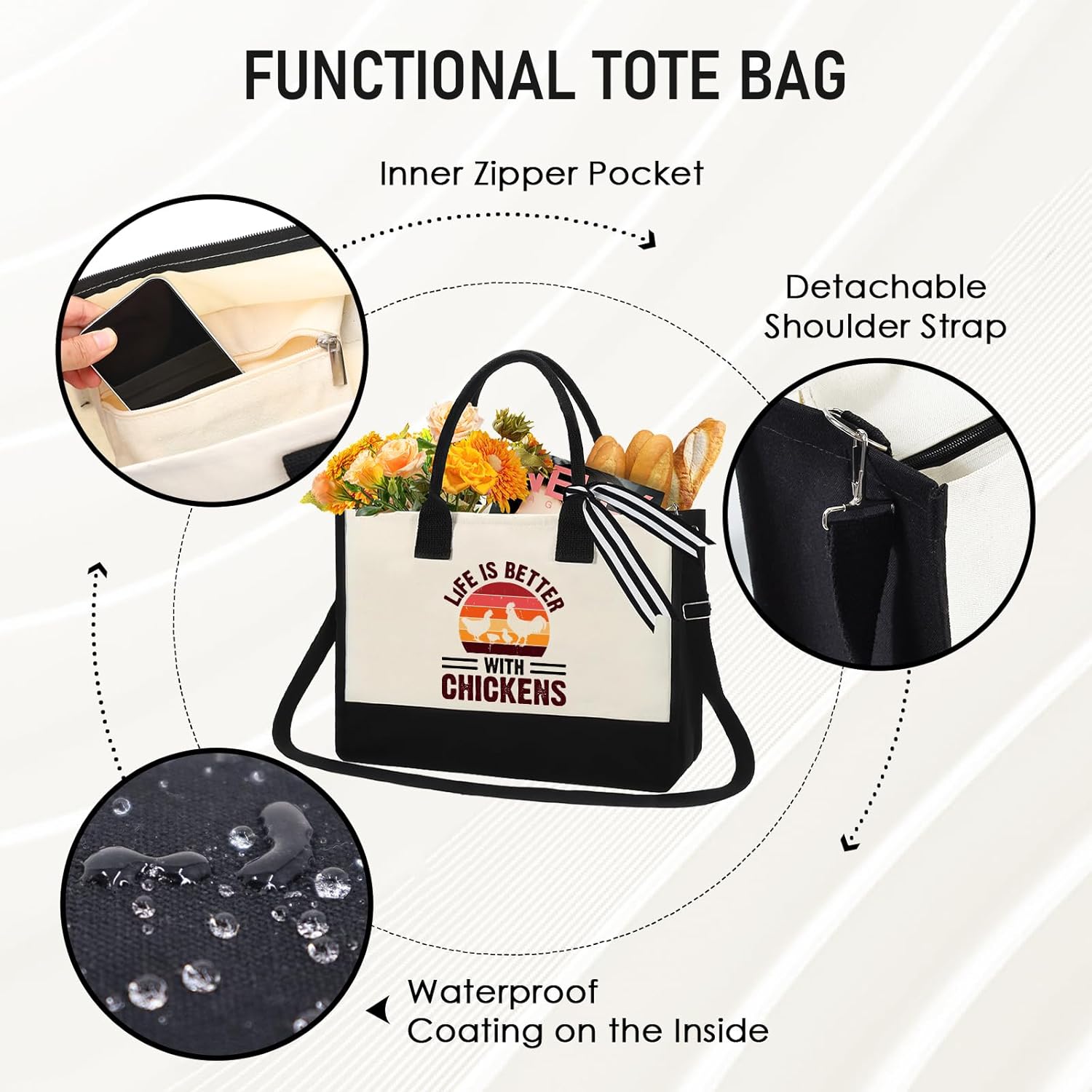 Gifts for Women, Her, Mom, Wife, Sisters, Best Friends - Canvas Tote Bag, Funny Handbag, Birthday Christmas Gifts - Image 5