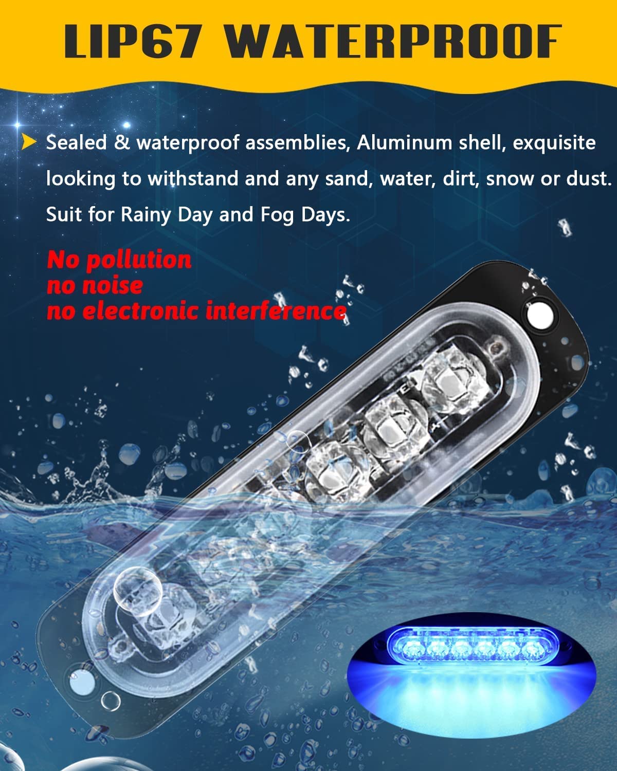 Barre Lumineuse Stroboscopique 12-24V Shkalacar - 2 Pièces, 16 Modes, IP65, Pour Voiture, Camion, Bateau