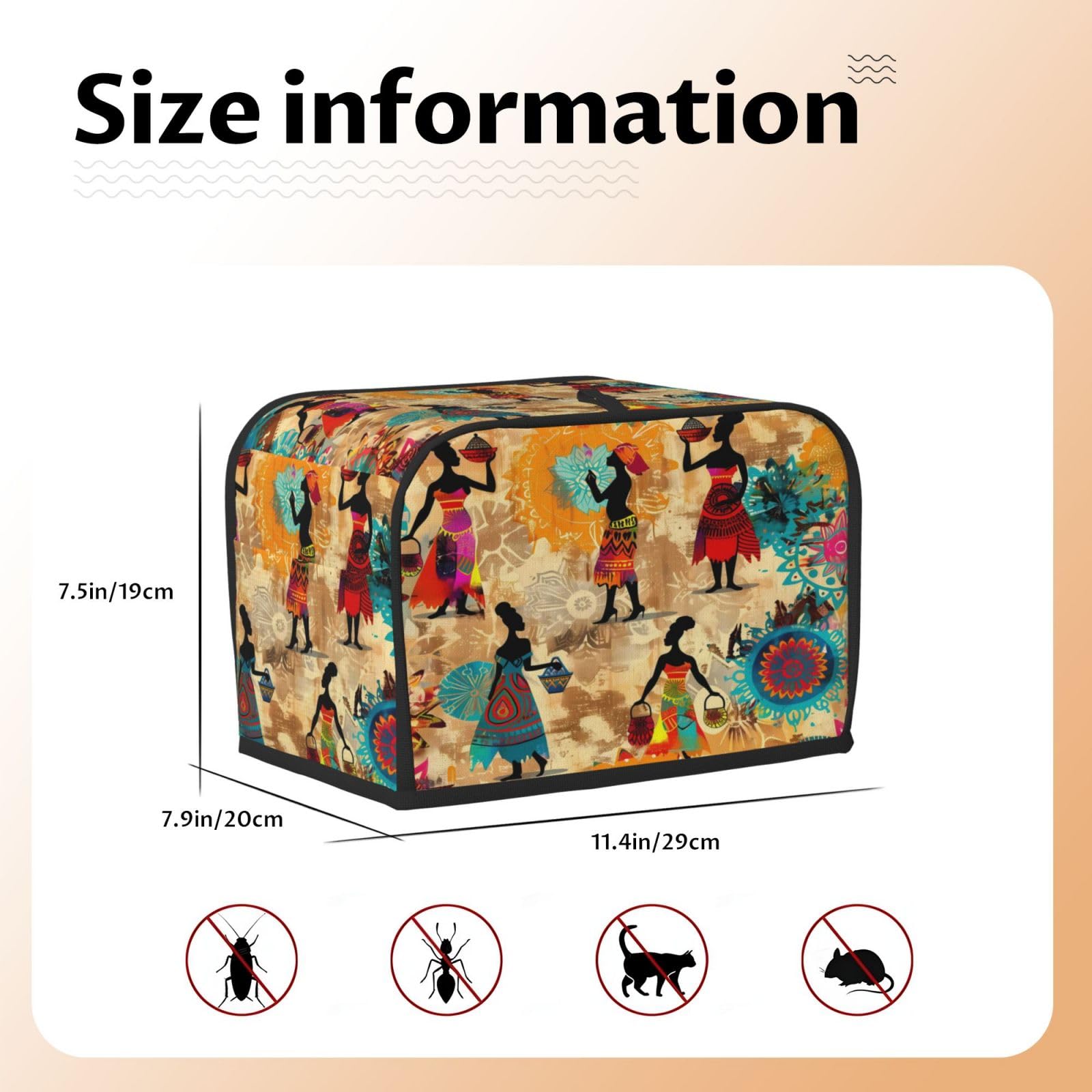 Cubierta para tostadora étnica africana de Egipto para mujer, 2 rebanadas, ranura ancha, a prueba de polvo, impermeable, con lazo para colgar, protector para tostadora de pan, panadero 5
