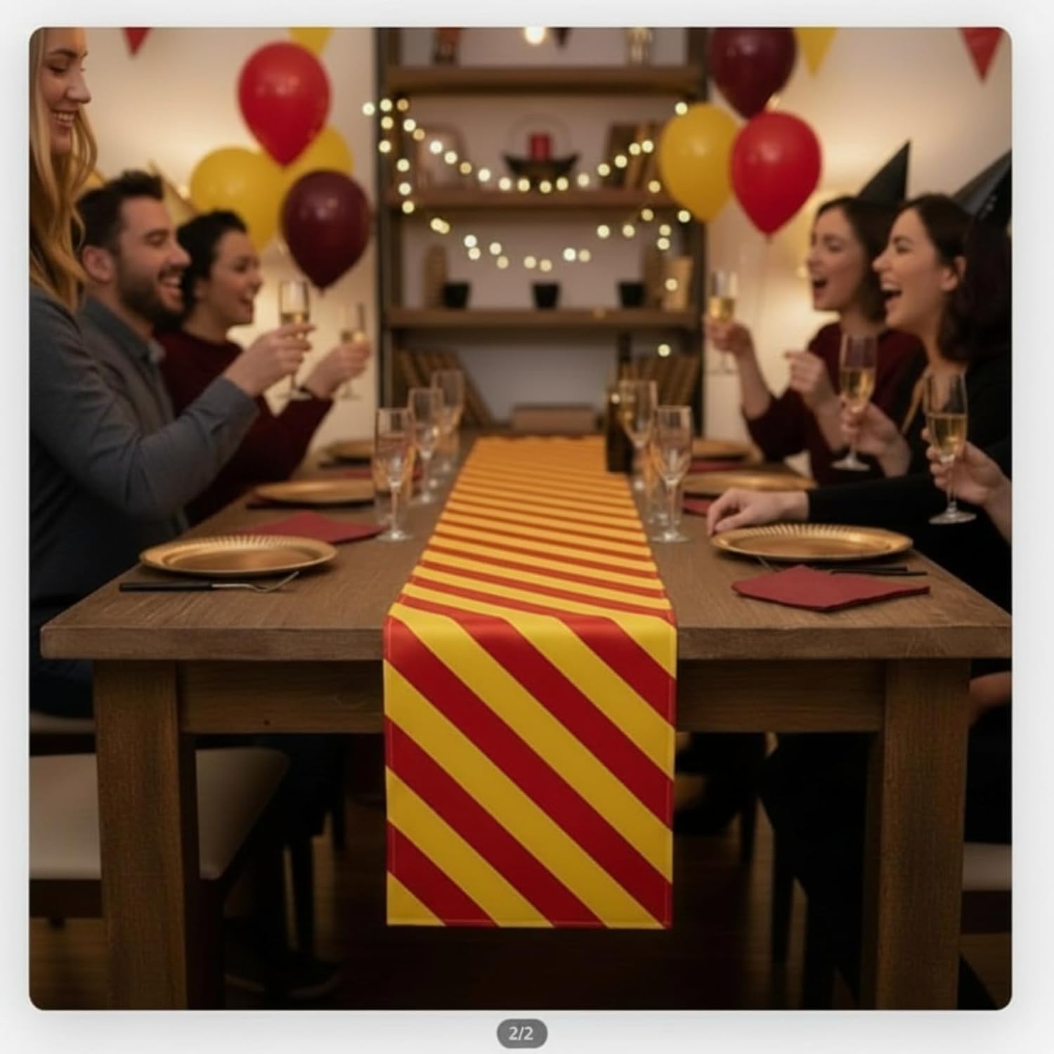 Hahafelt 4 Pcs Wizard Table Runner Red Golden Green Blue Stripes Party Decoration Witch Birthday Dining Room Home Kitchen Island Decor Table Cover Runner Themed Party Supplies
