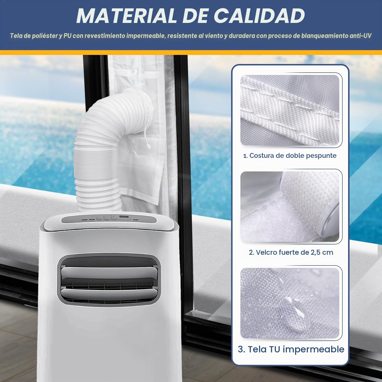 Loviga Cubierta Aislante de Tela para Puertas para Aire Acondicionado PortáTil Y Secadora, Kit de VentilacióN de Puerta 100% Sellado para Manguera de Escape de 5,9" De MáXimo-25x192~232cm