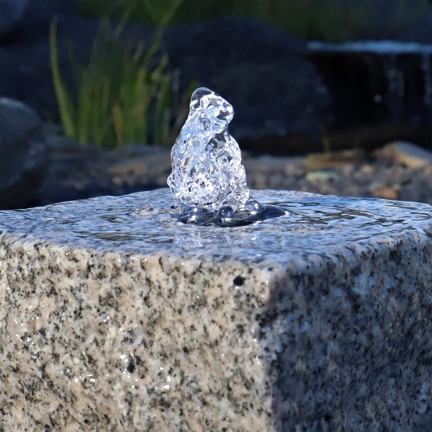 CLGarden Granit Quellsteinbrunnen Naturstein Brunnen klein Garten Granitbrunnen Komplettset Säule mit LED Licht
