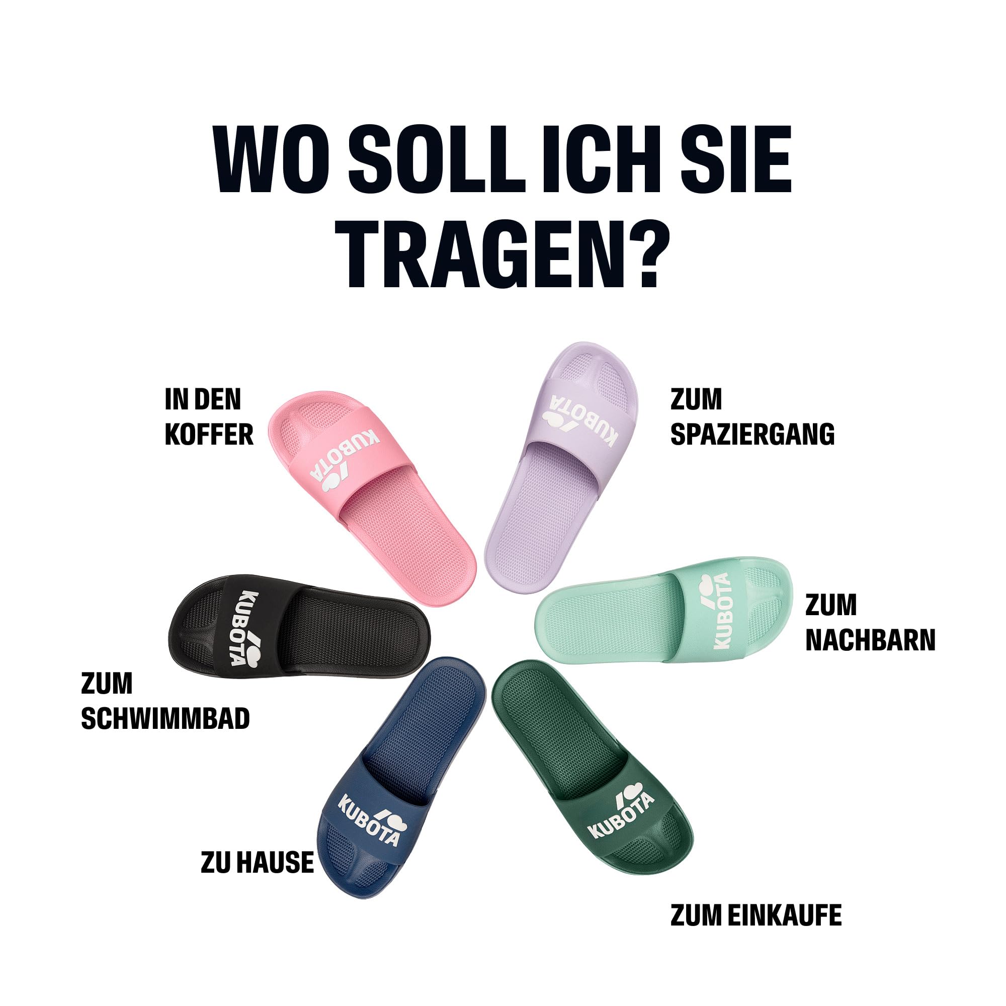 Kubota Badelatschen Herren Damen für Sauna – Strand und Badeschuhe – Badeschlappen für Dusch – Anti Rutsch Badelatschen - Wasserdicht Badesandalen