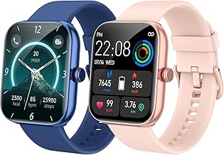 Yoever Smart Watch for Women, Alexa Built-in Smartwatch for Answer/Calls, Fitness & Sleep Tracker, 1.91" Pink & Blue Smartwatches