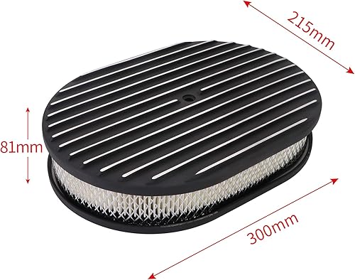 Miniatura 3 de Dokili Universal 12 pulgadas de aluminio pulido ovalado totalmente aletado conjunto de filtro de aire con perno de montaje compatible con